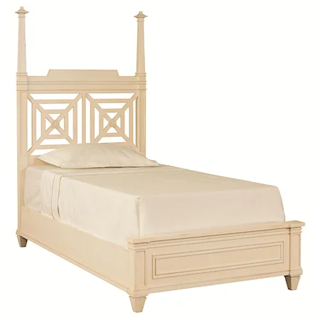 Twin Size Poster Bed with Panel Footboard and Headboard Cut-Outs